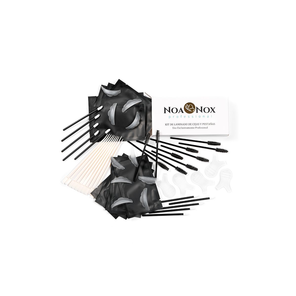 Caja de utensilios con parches para laminado de cejas y pestañas